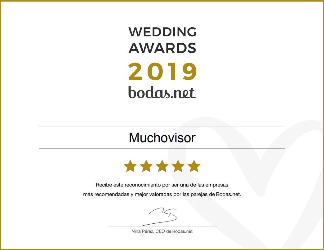 Muchovisor recibe un Wedding Award 2019 en la categoría Fotografía y vídeo, el premio más importante del sector nupcial